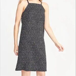 Old Navy Black & White High Square Neck Linen Blend Dress New with Tags